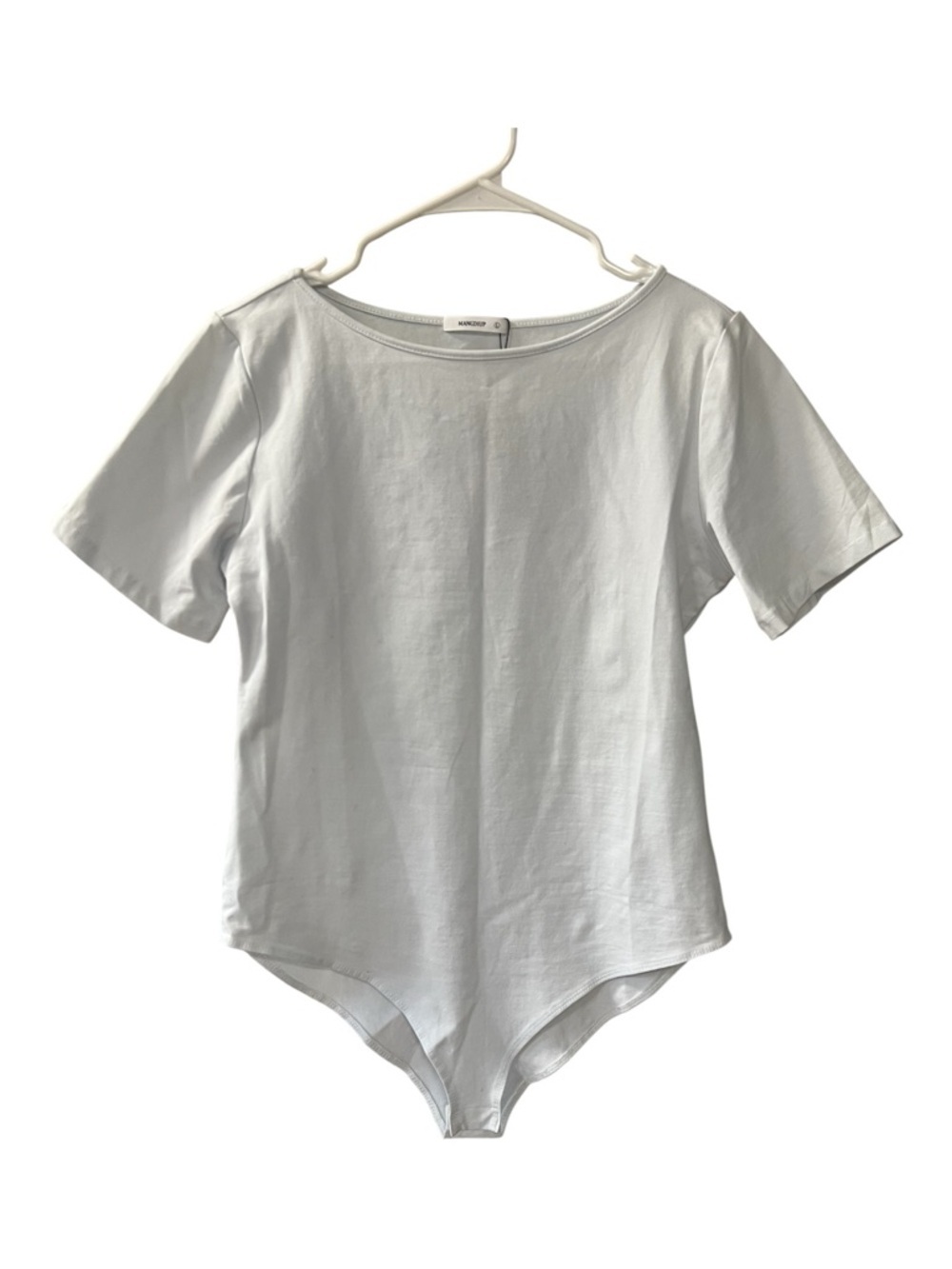 MANGDIUP White Short Sleeve Bodysuit - Classic Tee Size L NWT